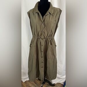 Calvin Klein Olive Utility Shirt Dress Size 14